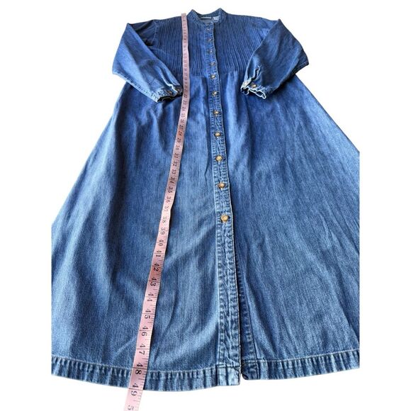 Vintage L.L Bean 100% Cotton Cottage Core Button Front Denim Dress - Picture 9 of 11